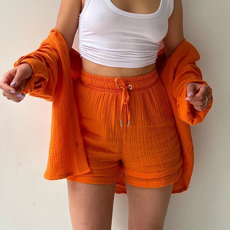 Summer Women's Suit Short Sets Outfits Suit Two Piece Button Up Matching Outfit Set - The Clothing Company Sydney