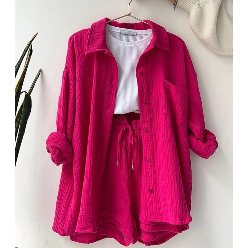 Summer Women's Suit Short Sets Outfits Suit Two Piece Button Up Matching Outfit Set - The Clothing Company Sydney