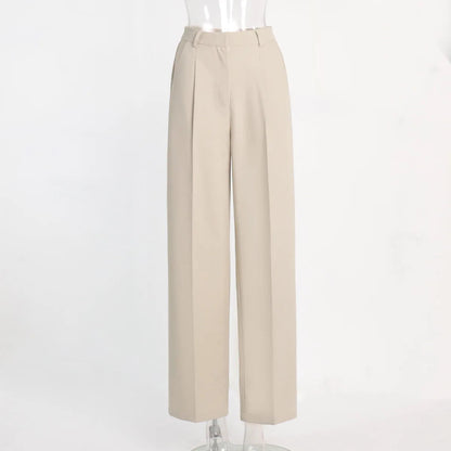 Classic Formal Straight Leg Pants Spring Summer Women's Versatile Casual Wear Loose Fit Wide Leg Pants The Clothing Company Sydney