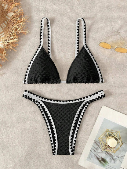 Swimwear White 2 Piece Strapless Swimsuit Bandeau Backless Bikini Set Lace-up Patchwork Bathing Suit The Clothing Company Sydney