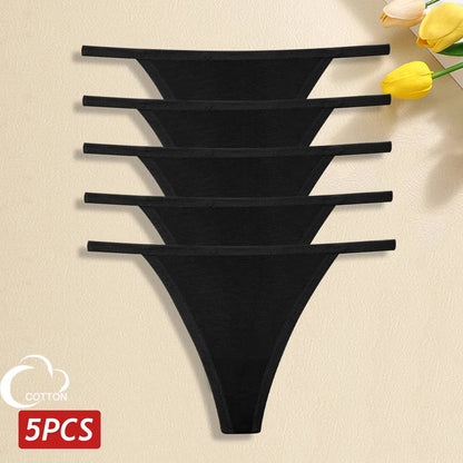 5 Pack Women's Cotton Panties Underwear Low Waist G-String Thongs Breathable Lingerie Set The Clothing Company Sydney