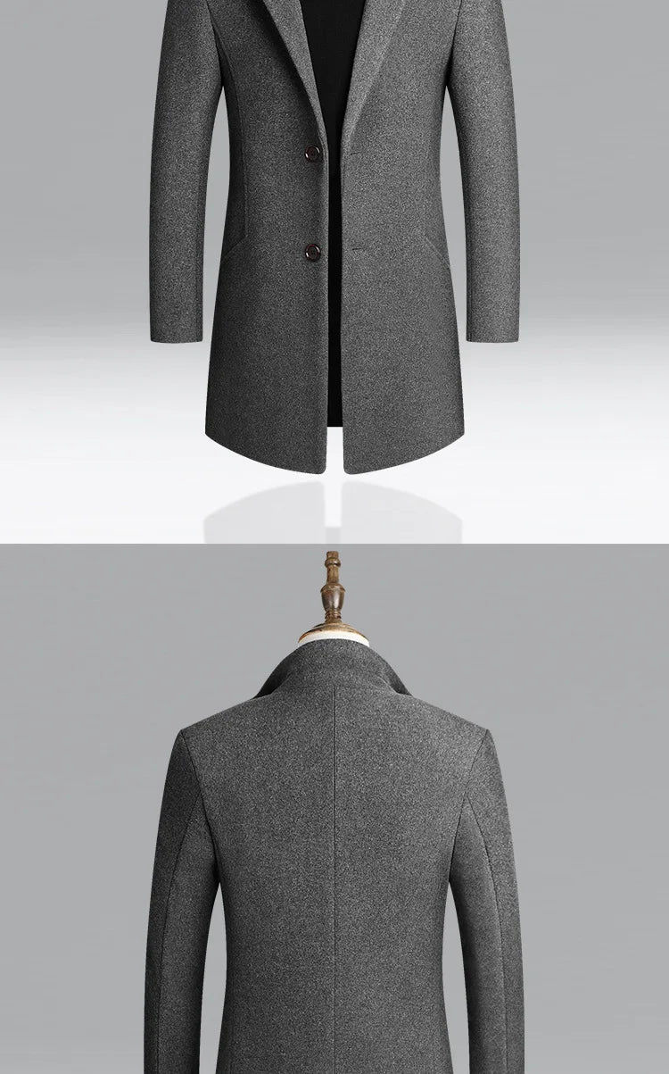 Business Casual Trench Coat Men Style Winter Coat Men's Autumn and Winter Wool Mix Coat Jacket - The Clothing Company Sydney