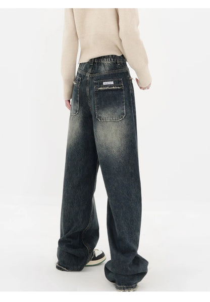 Women's Streetwear Retro High Waist Jeans Loose Wide Leg Denim Trousers Y2K Baggy Pants - The Clothing Company Sydney