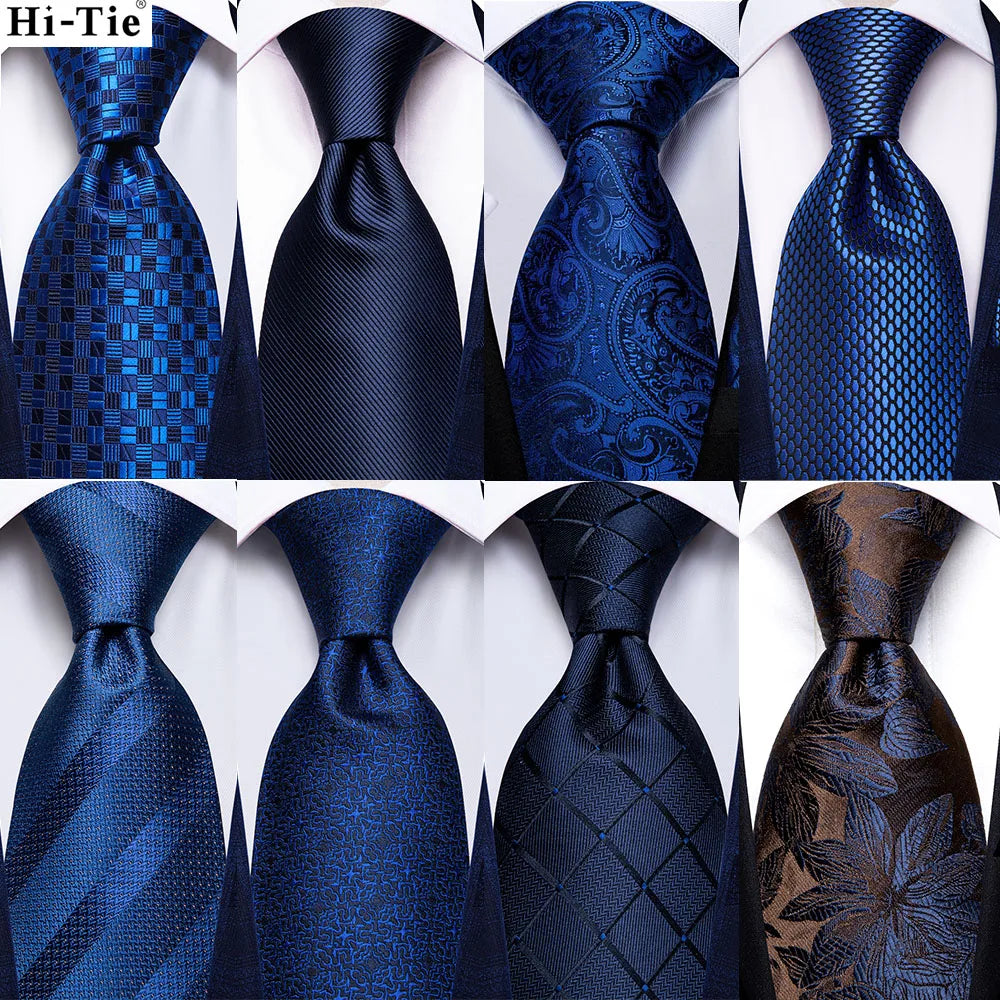 Blue Paisley Silk Tie Set – Necktie, Cufflinks & Hanky for Men The Clothing Company Sydney
