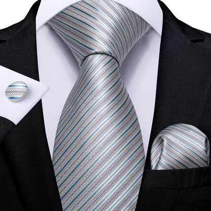 Gray Paisley Silk Tie Set – Men’s Wedding Tie, Pocket Square & Cufflinks The Clothing Company Sydney