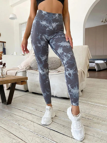 Hip Lifting Seamless Fitness Gym Leggings Tie-Dye Yoga Pants Women's Exercise Tights High Waist Workout Pants The Clothing Company Sydney