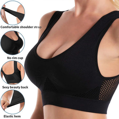 Seamless Mesh Women Sports Bras Fitness Gym Running Underwear Shockproof Bra Wireless Plus Size Crop Top Breathable Yoga Bra The Clothing Company Sydney