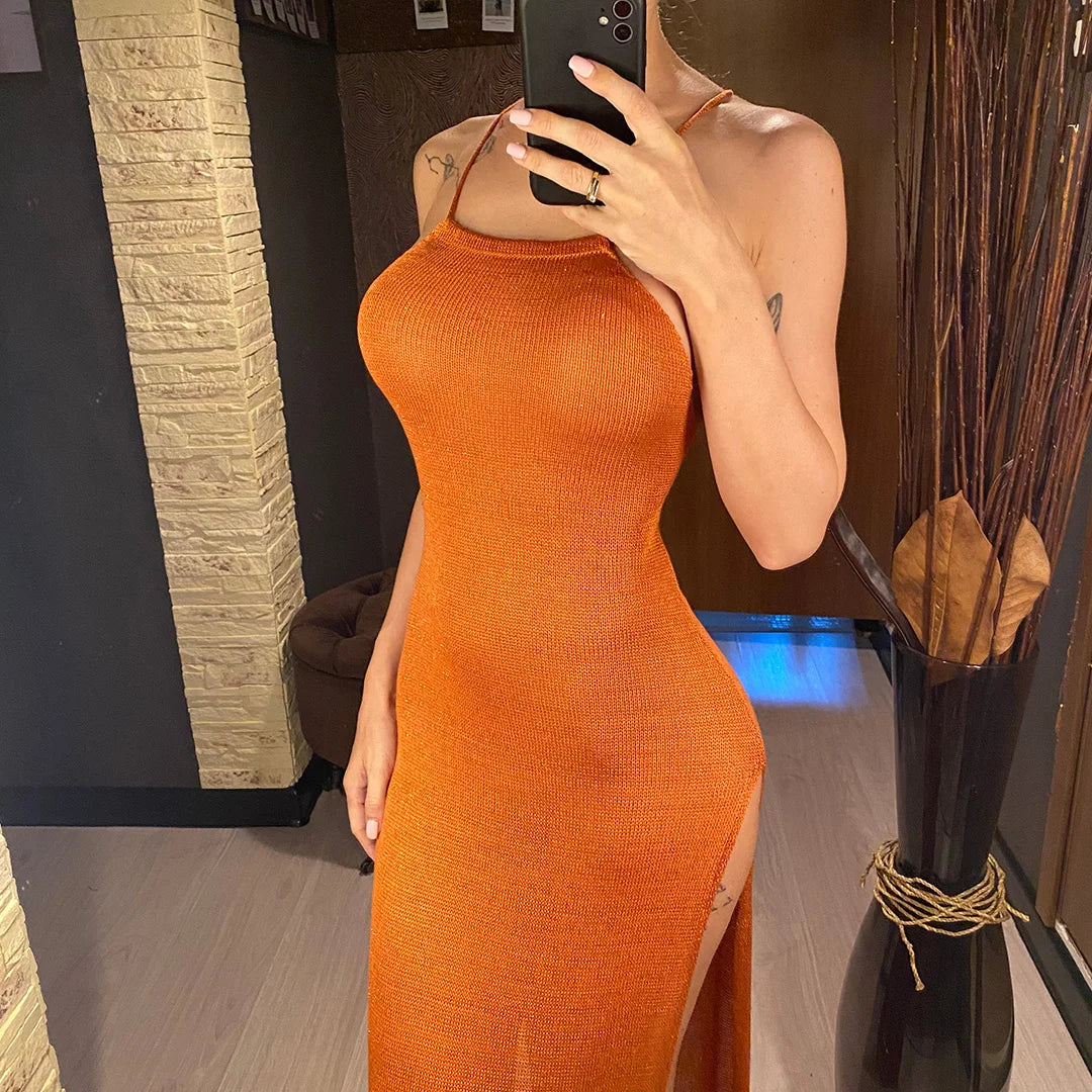 High Slit Crochet Knitted Tunic Beach Cover Up Cover-ups Beach Dress Beachwear The Clothing Company Sydney