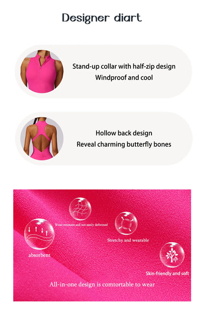 V Back Scrunch Sports Jumpsuit Women Gym Rompers Sleeveless Sportswear Zipper One-Piece Suit Yoga Clothing - The Clothing Company Sydney