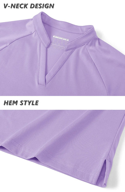 UPF 50+ V-neck Short Sleeve Golf Polo Shirts Women's Quick Dry Sun/UV Protection T-shirts Outdoor Sports Pullover Tops The Clothing Company Sydney