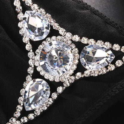 Round Rhinestone Thong Adjustable Body Accessories G String Water Drop Crystal Bikini Panties Chain Swimsuit for Women - The Clothing Company Sydney