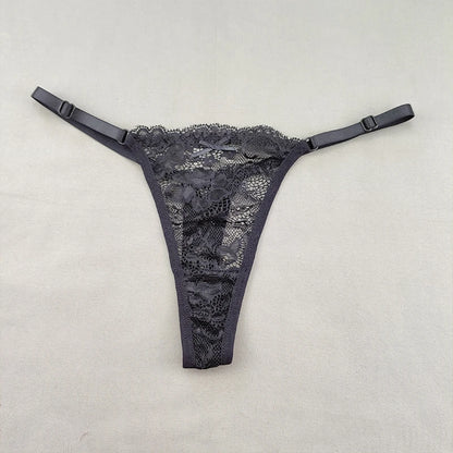 3 Pack Women's Lace Hollow Out Thongs Thin Sheer G-Strings Ultra-low Rise Seamless Panties Perspective Bow Knickers - The Clothing Company Sydney