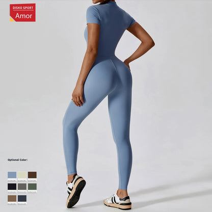 Women's One-piece Yoga Pants Short/Long-sleeved Warm ski Overalls Outerwear High Elastic Cycling Bodybuilding Bodysuit - The Clothing Company Sydney