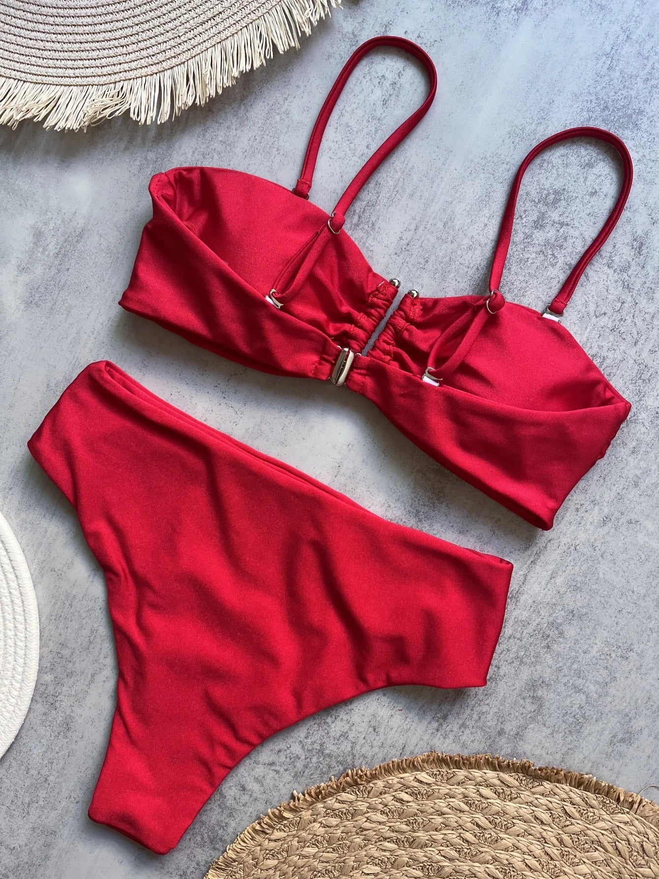 2 Piece Bandeau Bikini Push Up Swimsuit Swimwear Brazilian Bikini Set Thong Swim Suits Solid Beachwear The Clothing Company Sydney