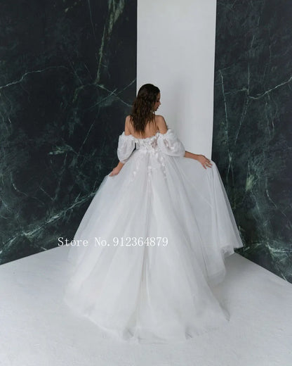 3D Flower with Detachable Sleeves Wedding Gowns Sweetheart Bridal Open Back Appliqued Wedding Dress - The Clothing Company Sydney