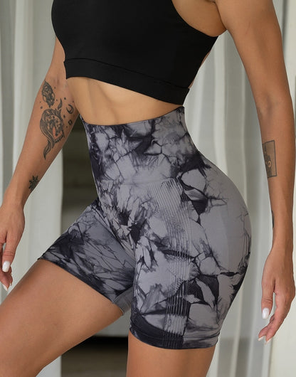 Tie Dye Yoga Shorts Marble Gym Shorts Women Push Up Sports Shorts Fitness Tights Breathable High Waist Booty Shorts The Clothing Company Sydney
