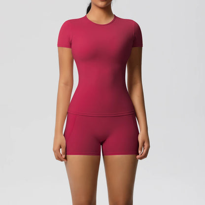 Workout Sportswear 2 Piece Piece Female Yoga Shirt Push Up Workout Clothes Outdoors Sport  High Waist  Fitness Sport Shorts - The Clothing Company Sydney