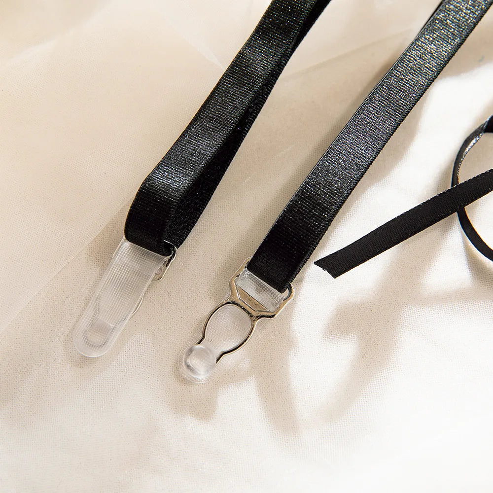 Lace Bodysuit Lace Up Costume Long Gloves Stocking See-Through Tights Lingerie Matching Outfit Set - The Clothing Company Sydney