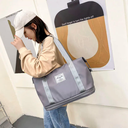 Travel Bag Women Shoulder Bag Casual Handbag Double Zipper Expansion Bag Large Bag Fashion Luggage Bag - The Clothing Company Sydney