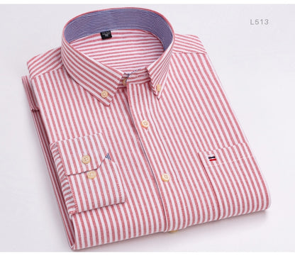 Men's Versatile Casual Checkered Oxford Cotton Shirts Single Pocket Long Sleeve Standard-fit Button Down Gingham Striped Shirt The Clothing Company Sydney