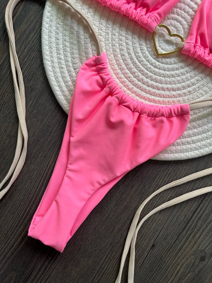 Halter Solid color Bikini Set Women's Swimsuit Two piece Triangle Thong Swimwear Bathing Suit The Clothing Company Sydney