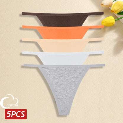 5 Pack Women's Cotton Panties Underwear Low Waist G-String Thongs Breathable Lingerie Set The Clothing Company Sydney