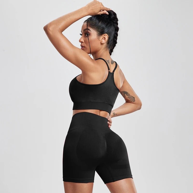 Womens Two Piece Set Peach Shorts Trackuists Gym Yoga Running Halter Fitness Shorts Push Up Bra Top Set The Clothing Company Sydney