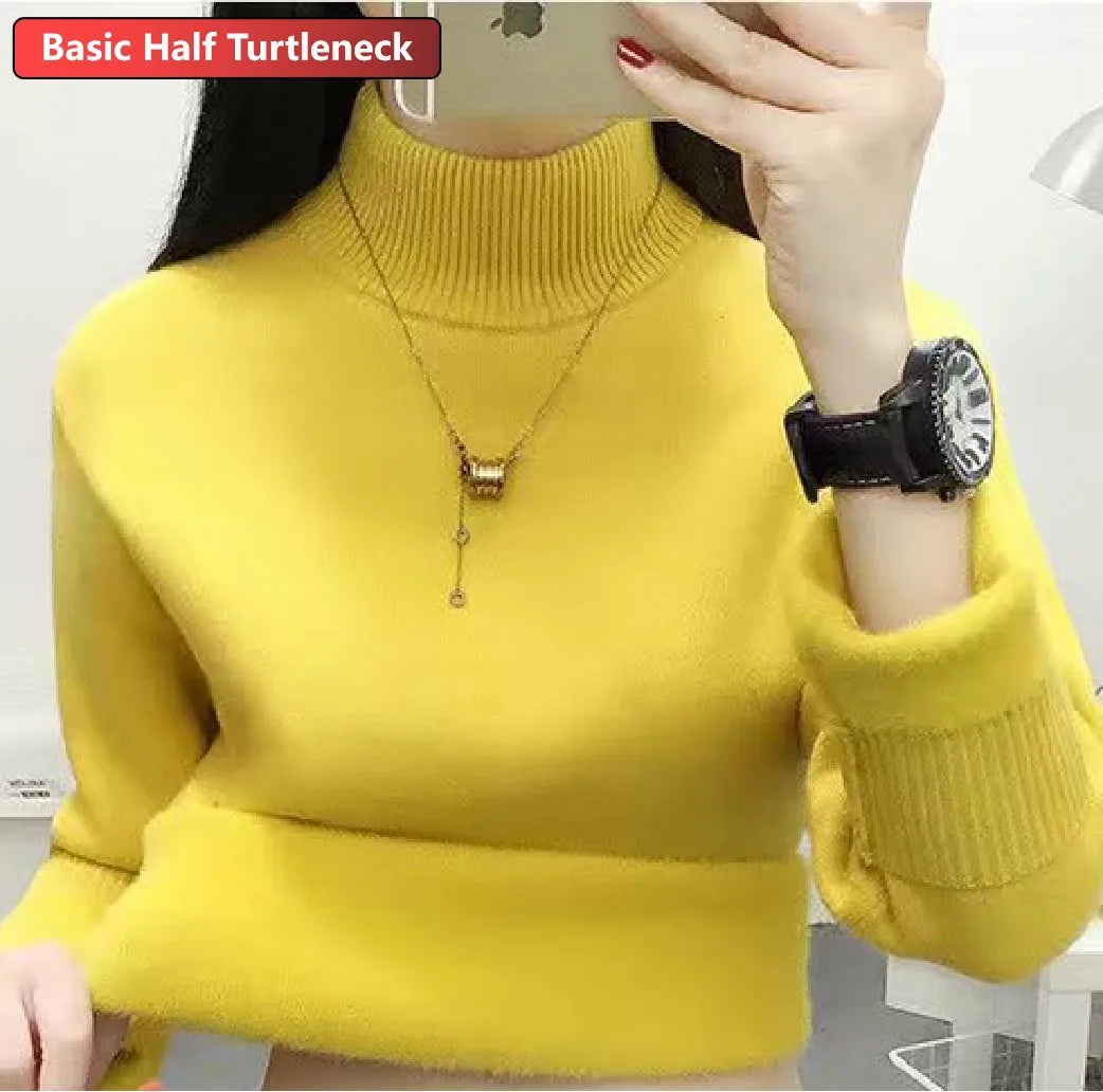 Ladies Turtleneck Winter Sweater Women Elegant Thick Velvet Lined Warm Knitted Pullover Slim Tops Jersey Knitwear Jumper The Clothing Company Sydney
