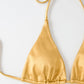 Metallic Halter Triangle Swimsuit Women Swimwear Bathing Suits Brazilian Thong Micro Bikinis Set Beach Wear