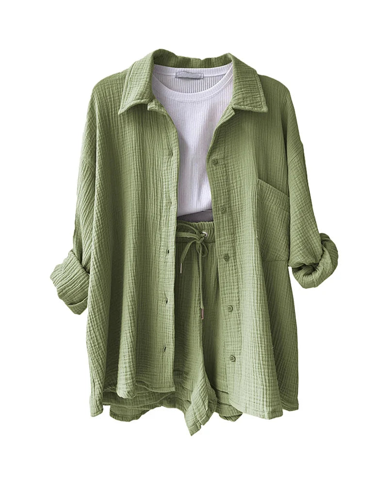 Summer Women's Suit Short Sets Outfits Suit Two Piece Button Up Matching Outfit Set - The Clothing Company Sydney
