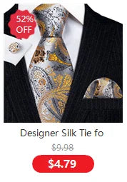 Elegant Men's Gold Leaves Floral Silk Neck Tie Pocket Square Cufflinks Wedding Business Party Gift Set - The Clothing Company Sydney