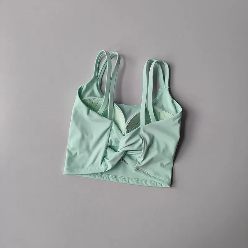 Women's Sports Bras Fitness Top Lingerie, Push Up Fixed Pad Yoga Bra Knotted Back Running Vest Gym Tops The Clothing Company Sydney