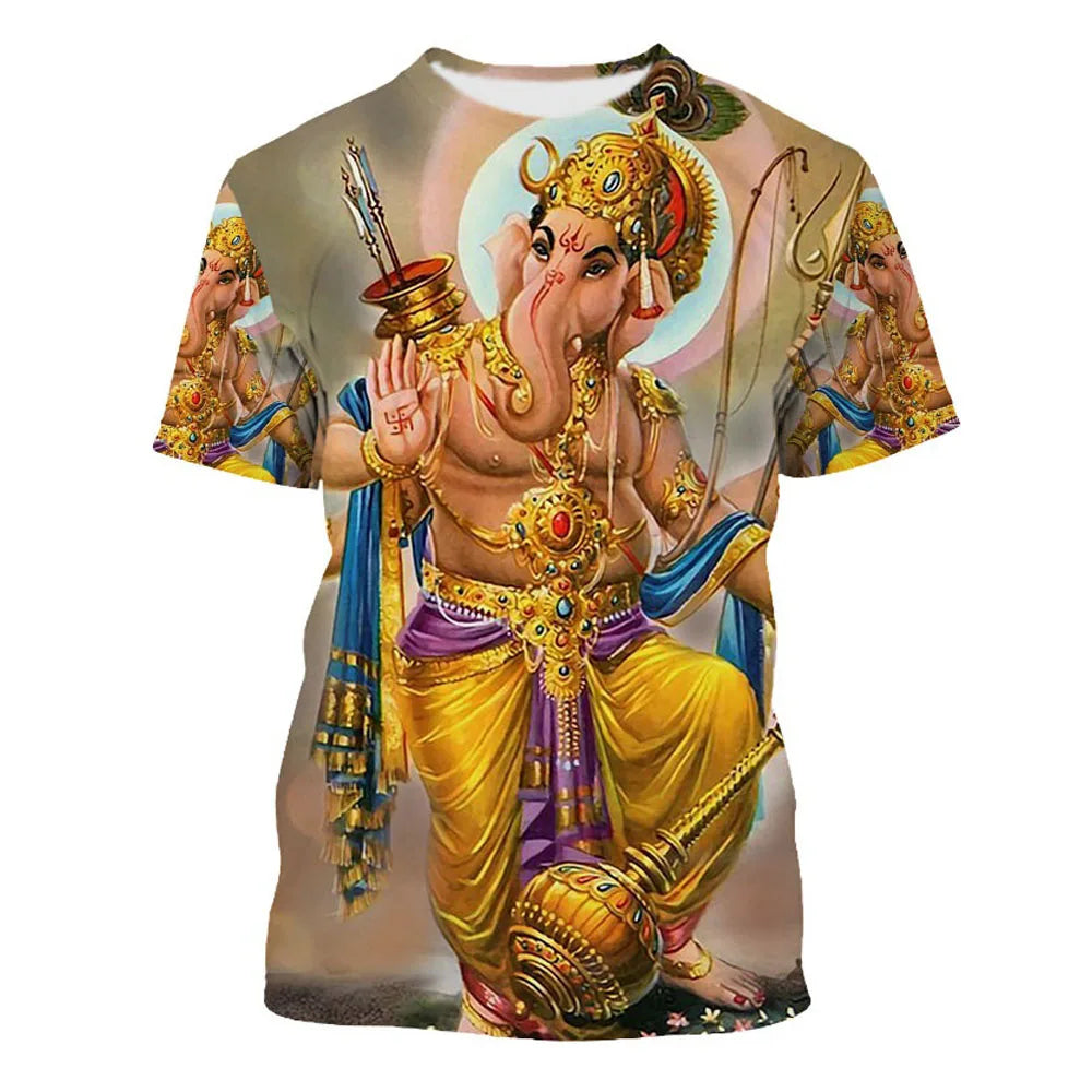 Hindu God Goddess Fun Graphic T-shirt Fashion Men's And Women's Crew Neck Short Sleeve Top Trend Street Wear - The Clothing Company Sydney