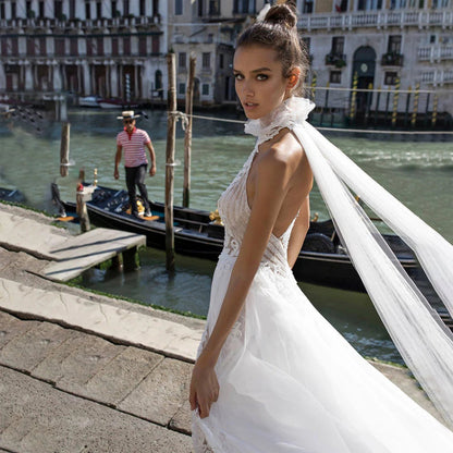 Elegant Lace Halter Women Wedding Dresses Lace Decals Bride Gowns Mopping Length Customised Wedding Dress The Clothing Company Sydney