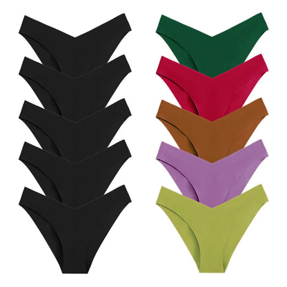 10 Pack Women's Seamless Panties V-Type Drop Waist Female Underwear Ice Silk Underpants Briefs The Clothing Company Sydney