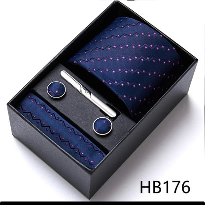 4 Piece Tie Pocket Squares Cufflink Set Necktie Blue Striped Man Wedding Accessories Fit Workplace Holiday Gift Box The Clothing Company Sydney