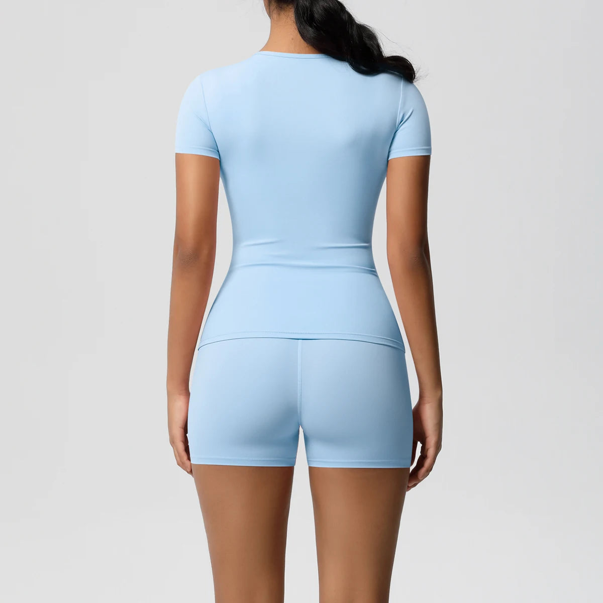 2 Piece Quick-Drying Gym Leggings Set Summer Short Sleeve Breathable Stretchy Yoga Slim Fitness Active Top Women's Cycling Bike Shorts The Clothing Company Sydney