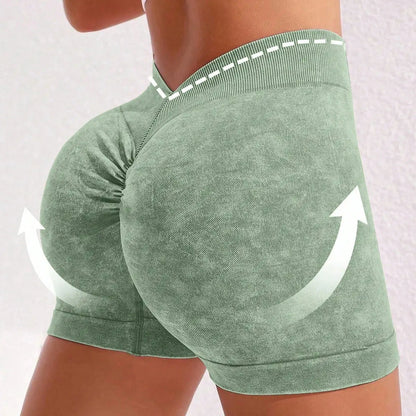 Women's Washed Yoga Shorts Fitness Quick Drying High Waist Workout Biker Shorts Hip Lift V Waist Sports Shorts The Clothing Company Sydney