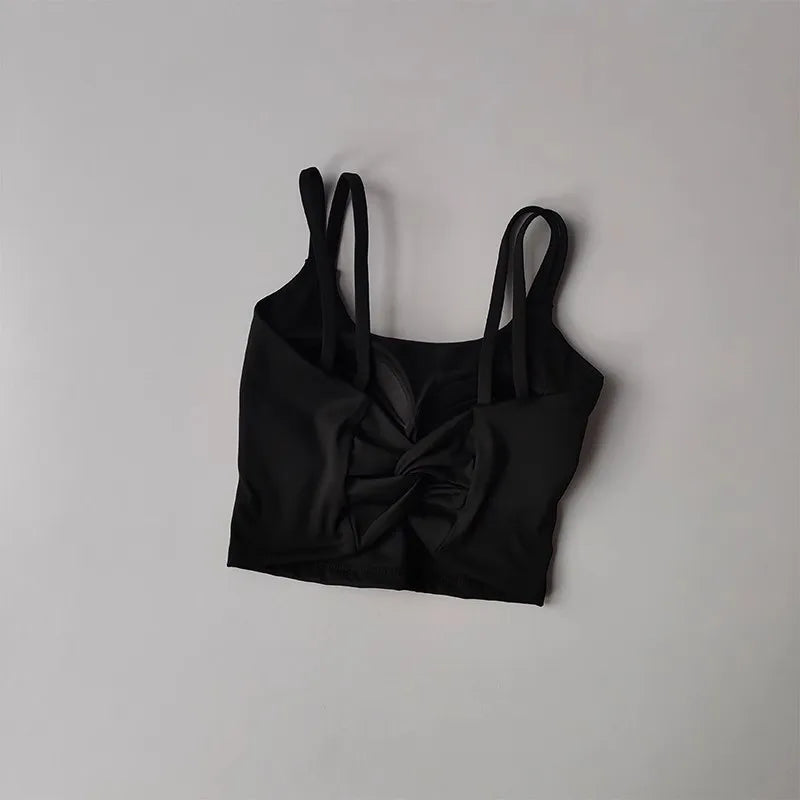 Women's Sports Bras Fitness Top Lingerie, Push Up Fixed Pad Yoga Bra Knotted Back Running Vest Gym Tops The Clothing Company Sydney