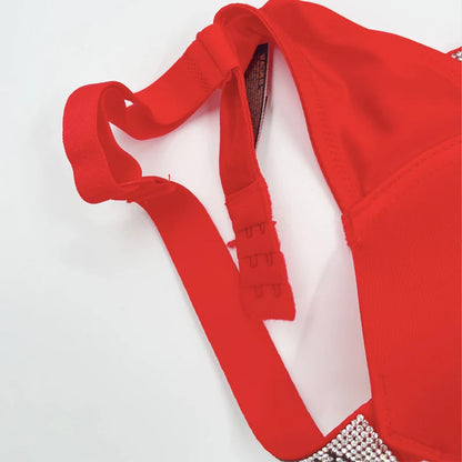 2 Piece Rhinestone Letter Seamless Bra Panties Backless Wireless Set Underwear Push Up Bra luxurious Women Lingerie Set The Clothing Company Sydney