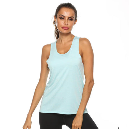 Women's Yoga Shirts Solid Sports Wear Fitness Gym Clothing Fit Top Workout Training Crop Tops Sleeveless Blouse T-shirts Quick Dry Top - The Clothing Company Sydney