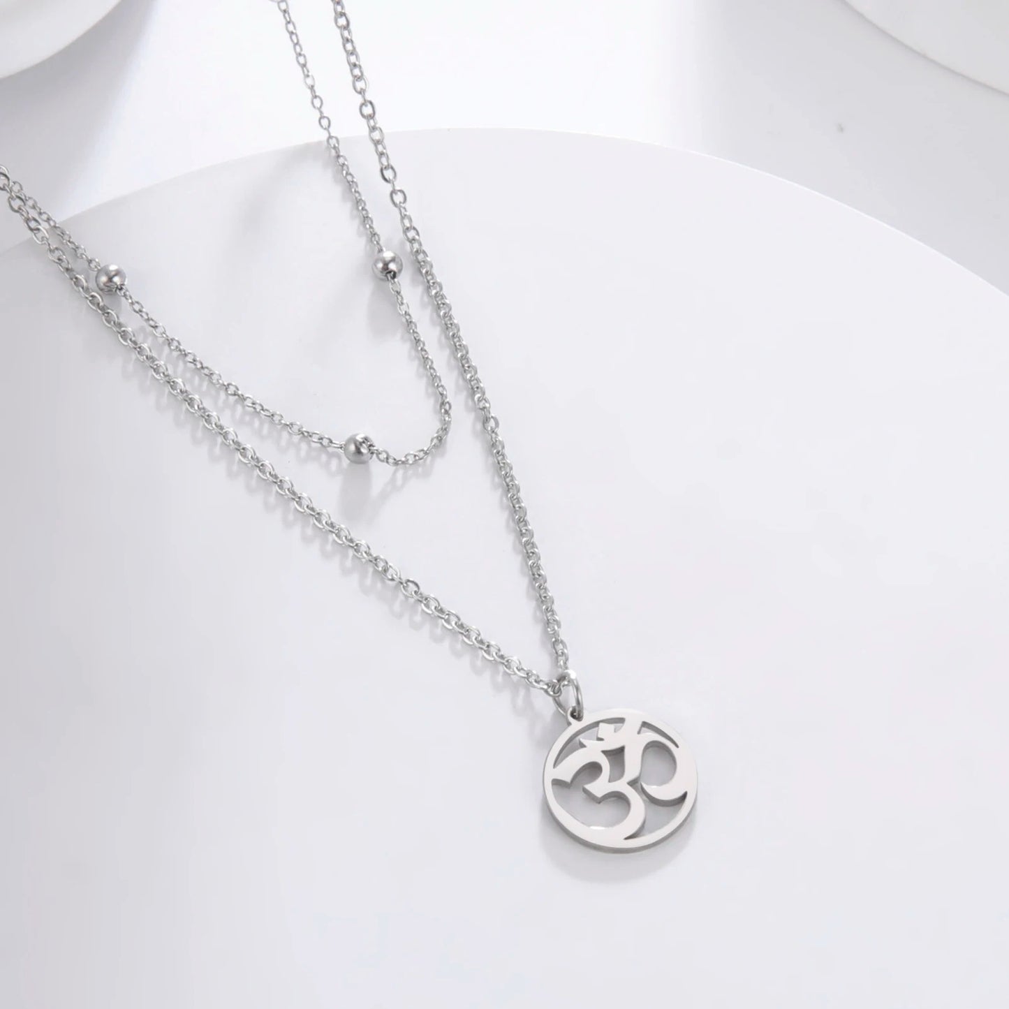 Hindu Yoga Om Aum Necklace For Men Women Amulet Stainless Steel Jewellery Shiva Accessories - The Clothing Company Sydney