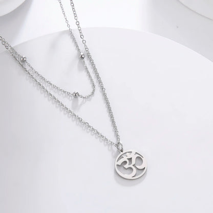 Hindu Yoga Om Aum Necklace For Men Women Amulet Stainless Steel Jewellery Shiva Accessories - The Clothing Company Sydney