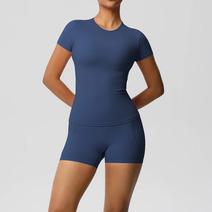 Workout Sportswear 2 Piece Piece Female Yoga Shirt Push Up Workout Clothes Outdoors Sport  High Waist  Fitness Sport Shorts - The Clothing Company Sydney