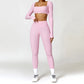 2 Piece Long Sleeve Gym Set Women Yoga Clothes Quick-Drying Sportswear Running Leggings Workout Sports Crop Top Shorts