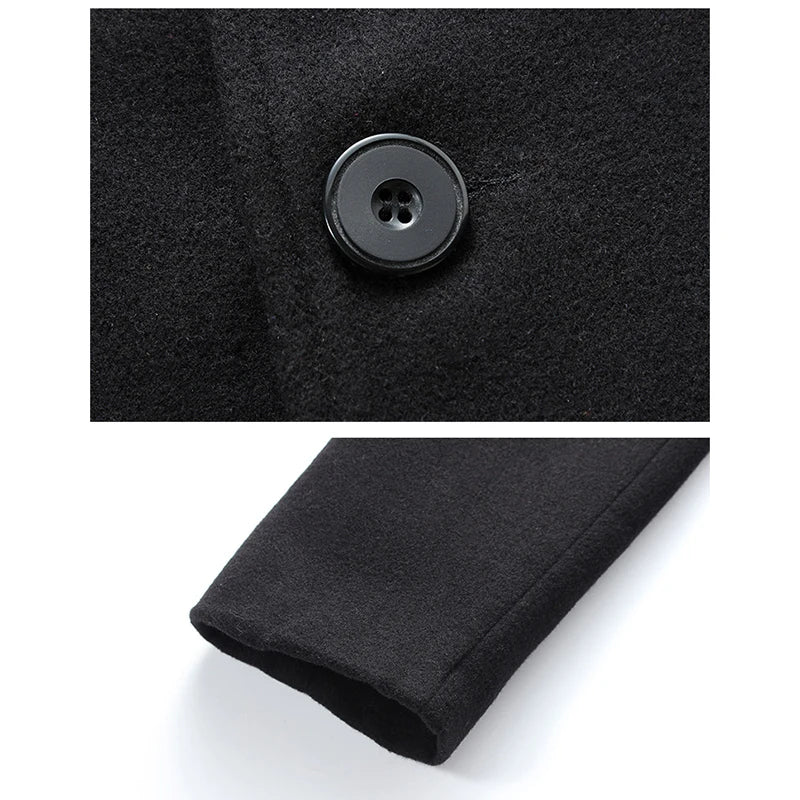 Single Breasted Lapel Long Coat Jacket Fashion Autumn Winter Casual Overcoat Plus Size Trench Men's Woolen Coats Solid Color - The Clothing Company Sydney