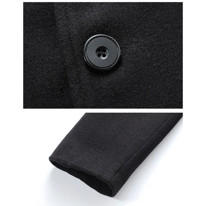 Single Breasted Lapel Long Coat Jacket Fashion Autumn Winter Casual Overcoat Plus Size Trench Men's Woolen Coats Solid Color - The Clothing Company Sydney