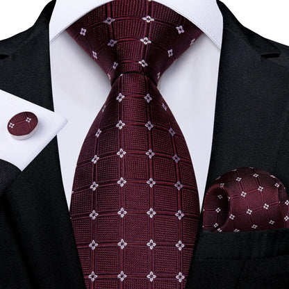 Plaid Print Men's Tie Set 8cm Width Neck Tie Handkerchief Cufflinks Business Wedding Tie Gift Set The Clothing Company Sydney