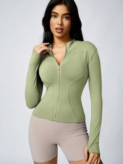 Women's Zipper Turtleneck Sports Long-Sleeve Sports Top, Gym Wear Ladies' Sportswear for Indoor Outdoor Jacket The Clothing Company Sydney