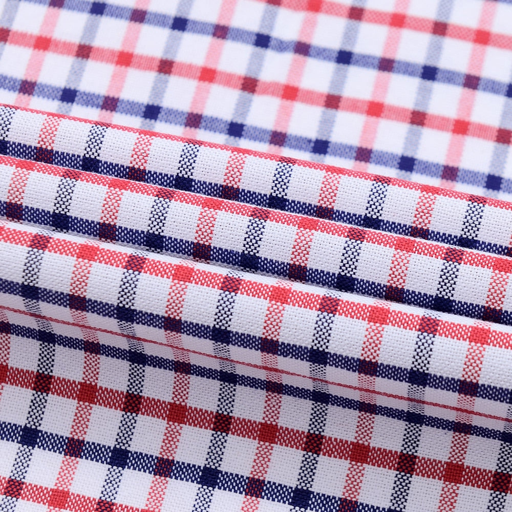 Men's Versatile Casual Checkered Oxford Cotton Shirts Single Pocket Long Sleeve Standard-fit Button Down Gingham Striped Shirt The Clothing Company Sydney